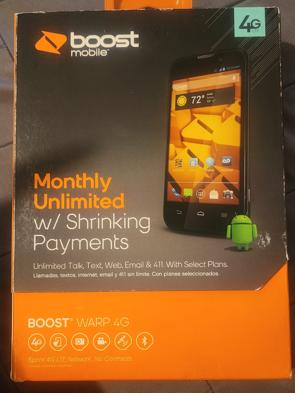 ZTE Warp 4G N9510 - 8GB - Black (Boost Mobile) Smartphone ne