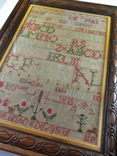 Antique Early C19th Scottish Embroidered Double Sided Sampler ~ Ann Pirie 1801