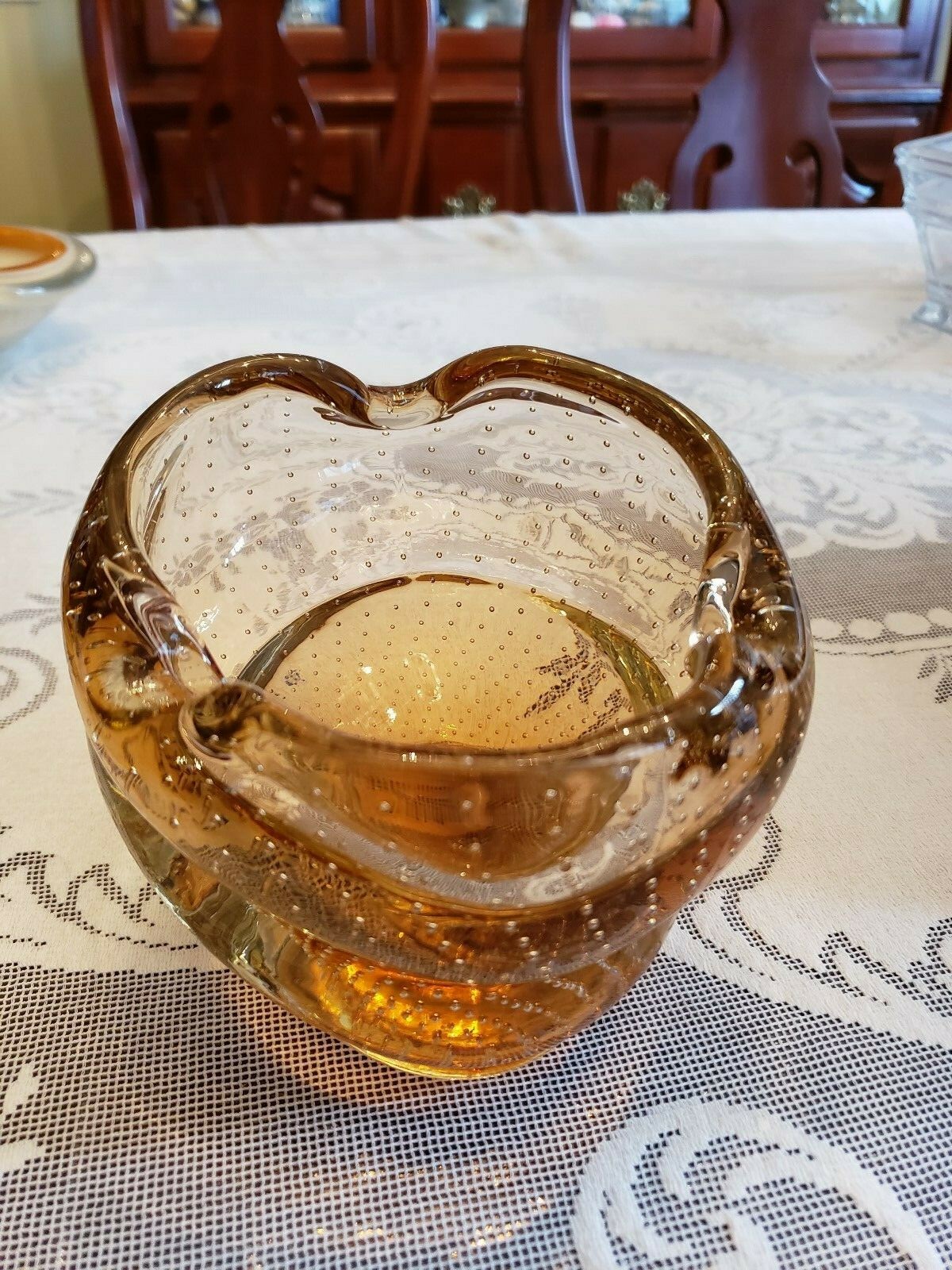 Mid-century MURANO Venetian CONTROLLED BUBBLE Art Glass ASHTRAY SEASHELL SEGUSO