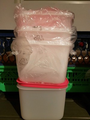 Tupperware 4x Gefrier-Behälter 1,1 l Eiskristall G 35 Gefrier-Dose Behälter