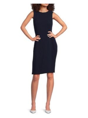 CALVIN KLEIN Womens Navy Unlined Sleeveless Above The Knee Sheath Dress 6