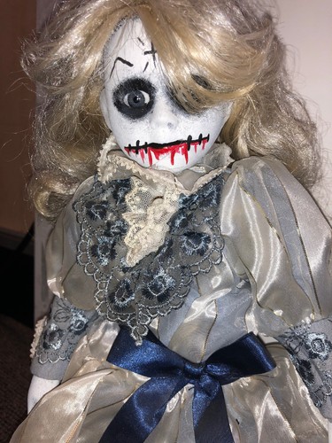 Zombie Doll With Light Blue Cream Dress
