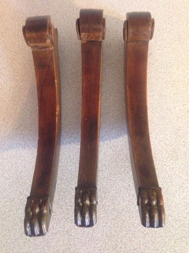 3 Antique Duncan Phyfe Table Legs With Lion Claw Hardware