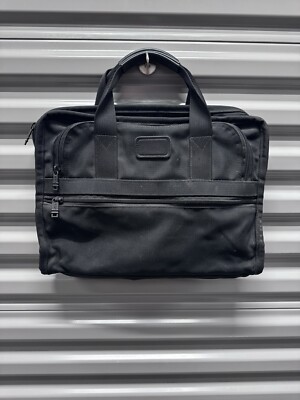 Vintage Tumi Laptop Computer Case Made In USA Nylon Black Leather Hand Straps