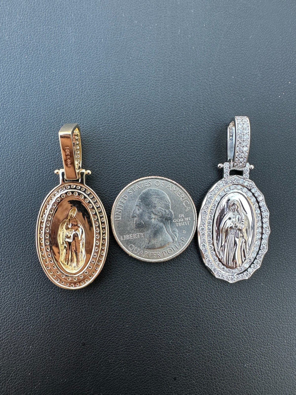 Pre-owned Harlembling 1.55ct Real Diamond Virgin Mary Pendant 925 Silver Necklace Medallion Pendant In White
