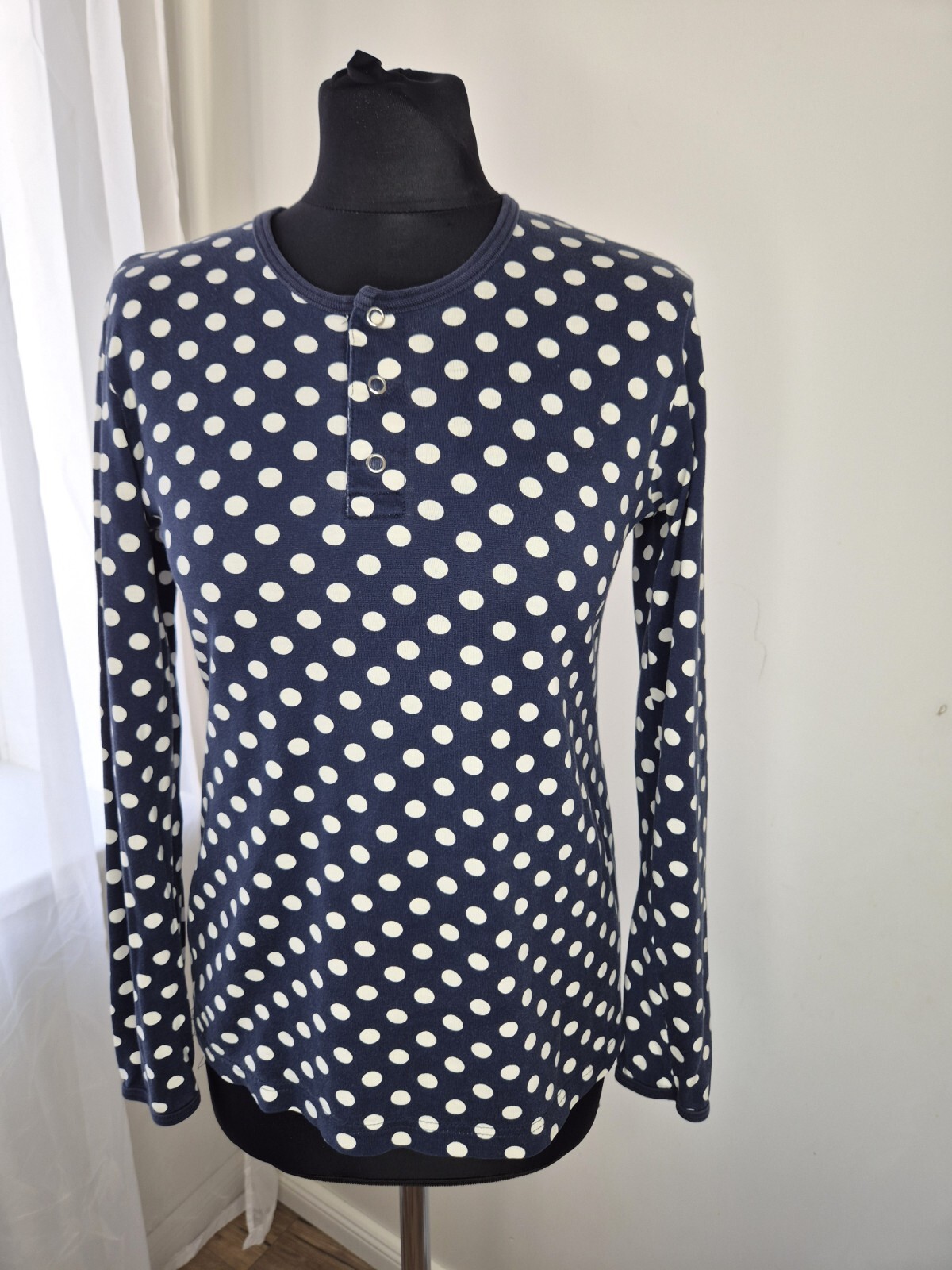 トップス marimekko Marimekko M size polka dot long sleeve t-shirt snap buttons