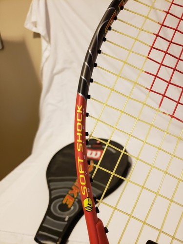 Wilson Strike Titanium Soft Shock Tennis Racket Red With Matching Case EUC