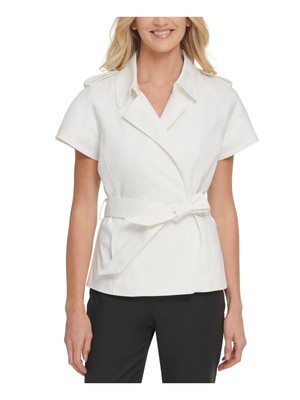 

Женский белый топ с короткими рукавами DKNY