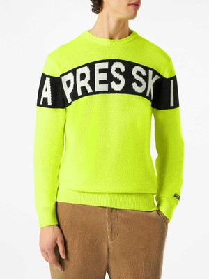 Pre-owned Mc2 Saint Barth Man Sweater With Apres Ski Lettering In Yellow