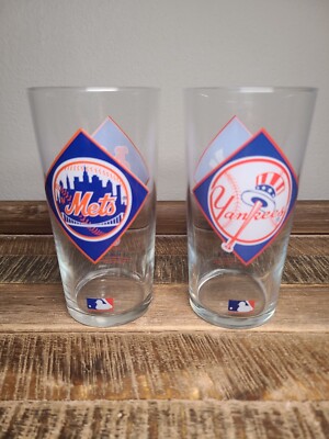 Vintage Texaco 1994 MLB All-Star Game New York Yankees Mets Pint Glass Glasses