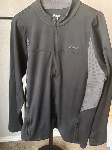 Asics Running Athletic Jacket Full Zip Black Mens Large RN