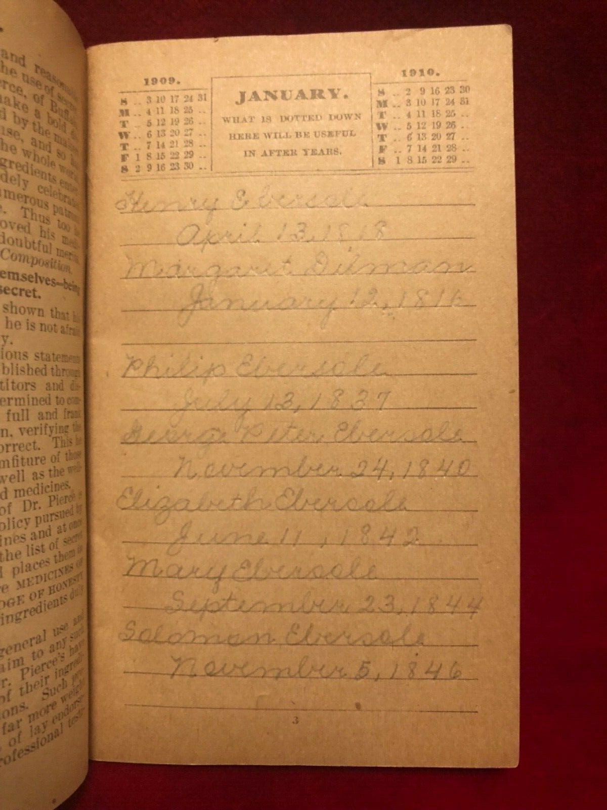 Antique 1909 Pierce's Memorandum Account Book for Farmers, Mechanics