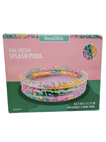 SunClub Pink Cheetah 3 Ring Inflatable Splash Pool - 62.2