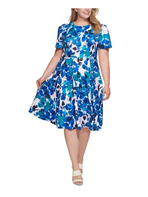 

CALVIN KLEIN Женское белое платье длиной до колена с короткими рукавами, плюс, Белый