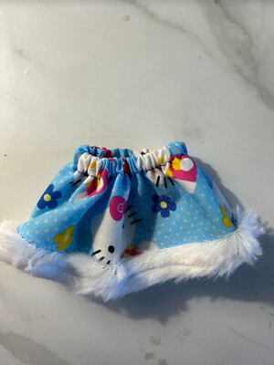 Christmas Shelf Clothes Blue Kitty Skirt with Fur Trim for 12 in Girl Elf Pixie