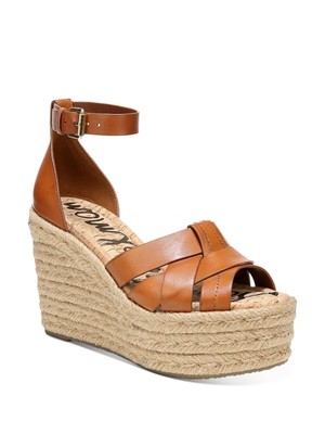 

SAM EDELMAN Женские коричневые кожаные туфли Marietta на танкетке 2 дюйма, 9,5 м, Коричневый, F4305L4