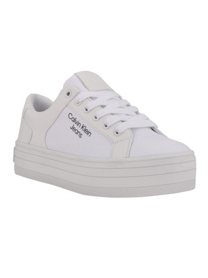 

CALVIN KLEIN JEANS Женские белые кроссовки с логотипом Briona на платформе с круглым носком, 5 м, Белый, KCBRIONA