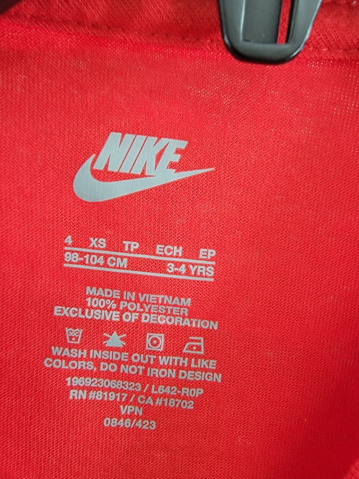 Nike Long Sleeve Logo Print Shirt Little Boys' 4 Red/Gold Crew Neck Pullover - Picture 8 of 13