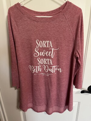 Ladies Soft Pink ''Sorta Sweet, Sorta Beth Dutton'' Pajamas Night Shirt Size S