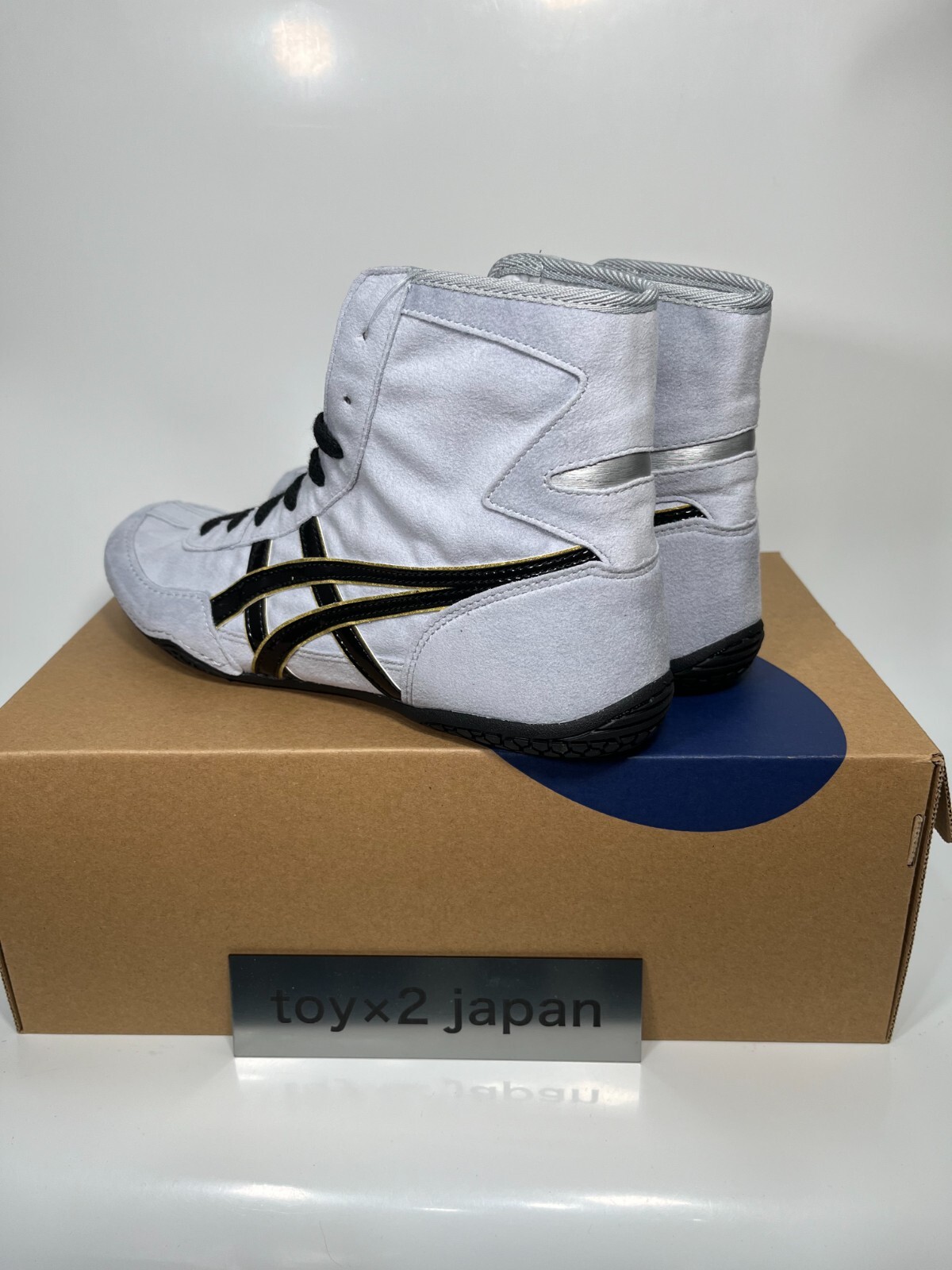 Pre-owned Asics 1083a001  Wrestling Shoes Silver Gray×black×gold Ex-eo Successor Us7.5-11.5