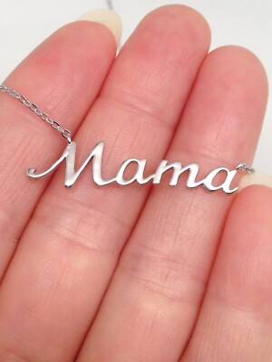 Mama Necklace 925 Sterling Silve Mama Script Letter Pendant 31mm(1.22'') 17.25''