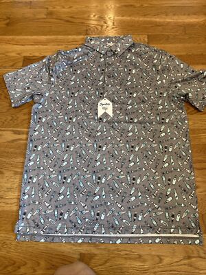 1764 Short Sleeve Beer Bottles Theme Polyester Blend Golf Polo. Men s L