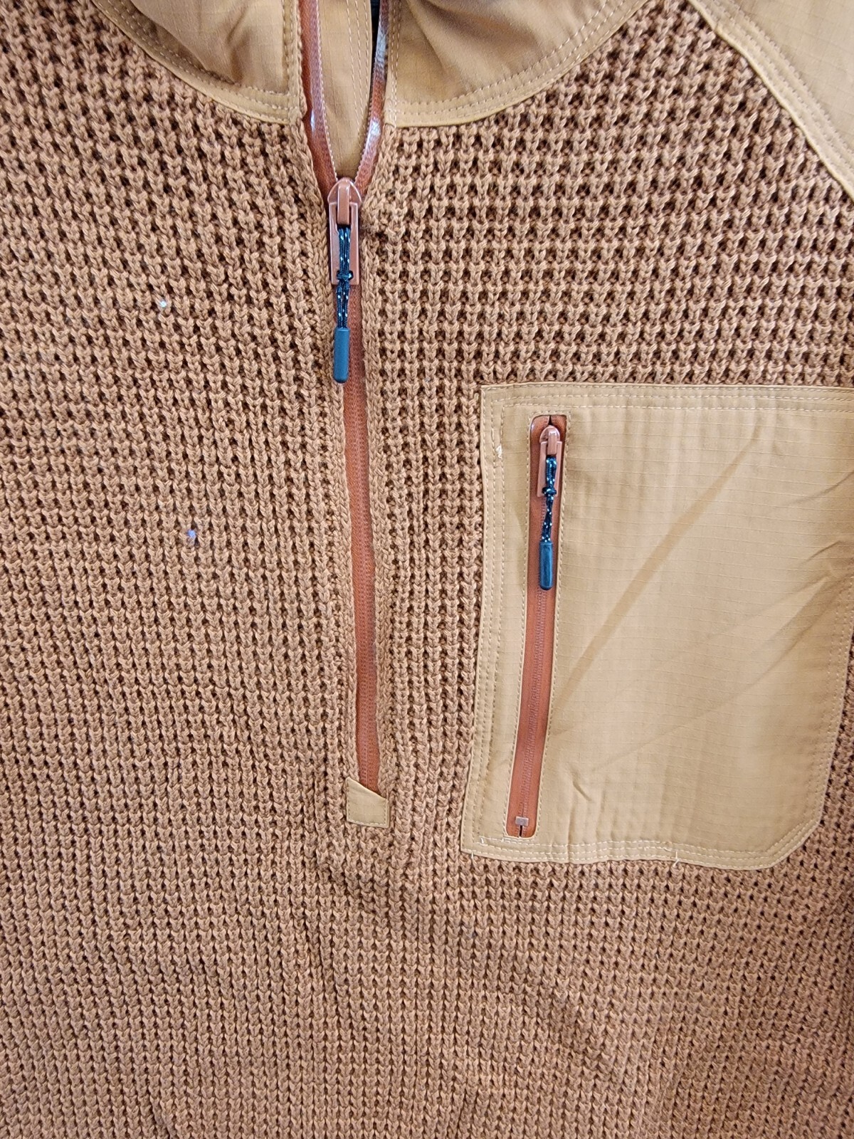 Bass Outdoor Quarter-Zip Long Sleeve Pullover Patch Sweater Men's L Burnt Orange - Picture 9 of 17