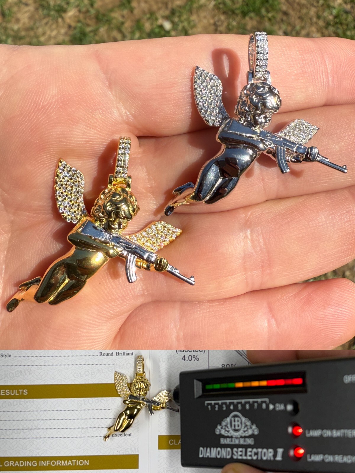 その他 SooyaStudio Cupid Ban Pendant 925 Silver Ladies Cupid Cherub Pendant 925 Silver MOISSANITE Love Angel