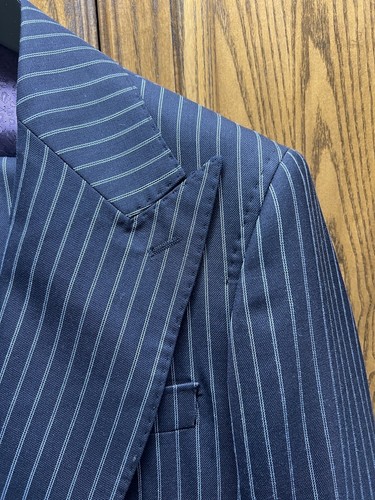 $799 New Mens Midnight Blue Pin Stripe MTM Suit Size 42