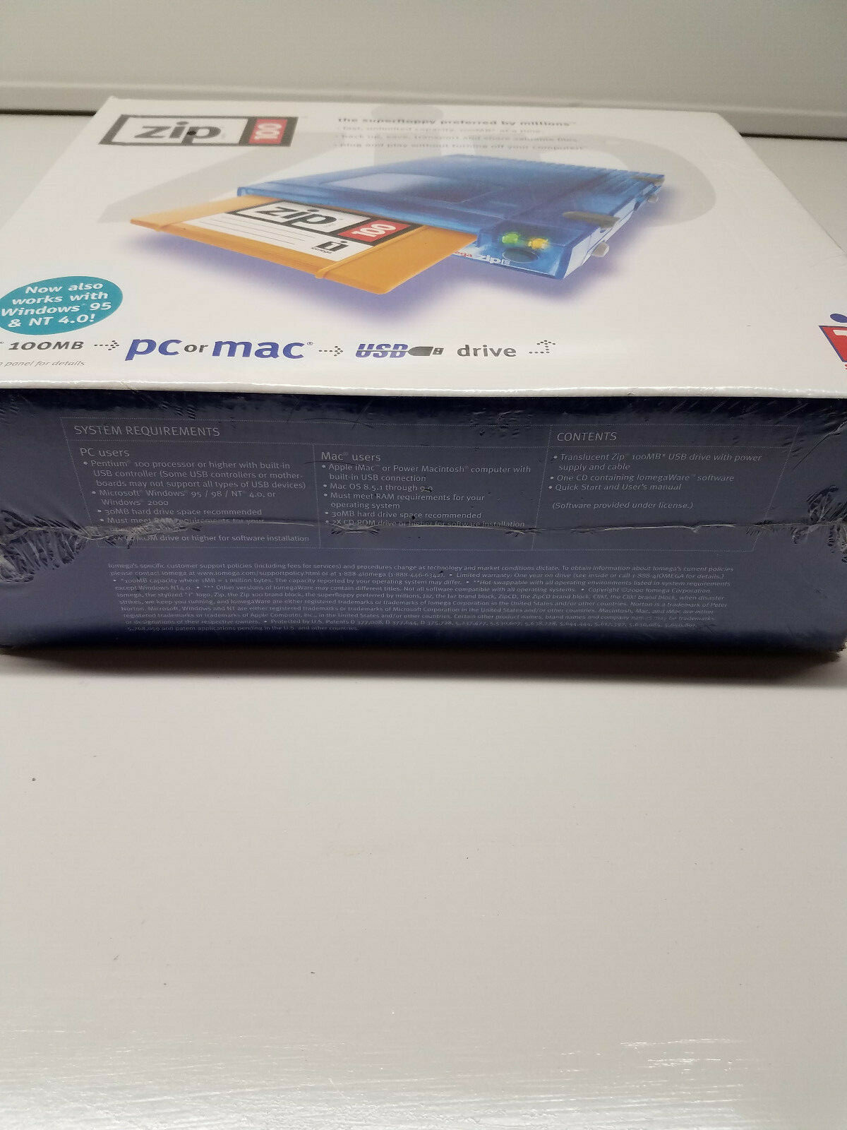 Iomega Zip 100 Portable External USB Drive For PC/Mac Blue Transparent NIB