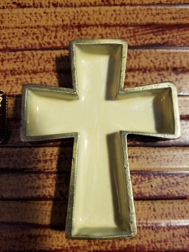 EUC ~ Nikky Pewter Cross Maroon Enamel/Gold Tone Bejeweled Trinket Box