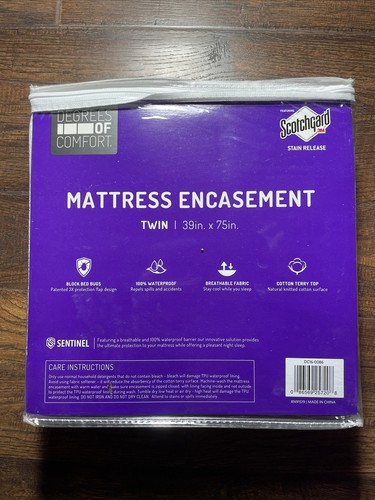 Degrees of Comfort Scotchgard 3M Stain Release Twin Size Mattress Encasement