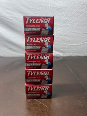 5 Packs 24ct TYLENOL Acetaminophen Extra Strength Rapid Release 500mg Gel Cap