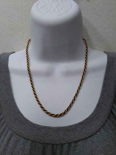 Signed Trifari Gold Black Tone Twist Chain Necklace FREE SHIP