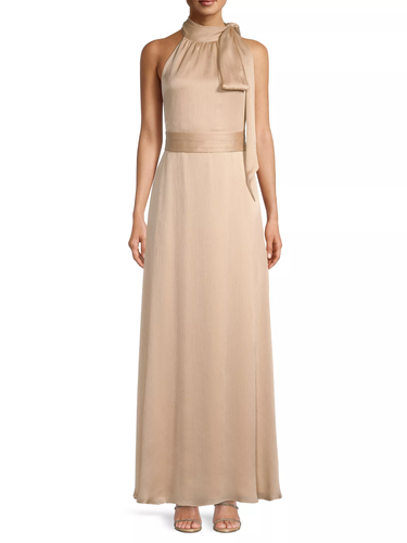 Sachin & Babi Kayla Halter Gown Sz 8 Champagne $285