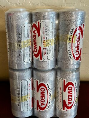Hilo Omega 100% Nylon #2 Thread 300 Yards Pack of 6 ~ 7 Colors, You Choose!