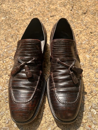 FOOTJOY Genuine Alligator sz10.5 Handmade Tassel Loafer EXCELLENT COND Tan Alligator Tassel Loafers main image 4