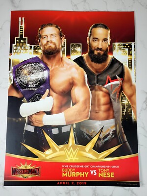 WWE WrestleMania 35 11''x15'' Exclusive Match Card Poster Buddy Murphy V Tony Nese