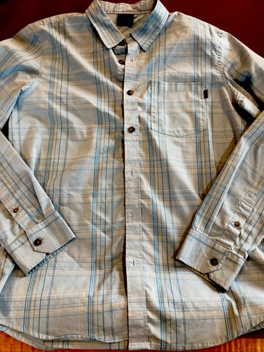 OAKLEY L/S Shirt Men M light blue yellow Plaid Button Down soft cotton 1  Pocket