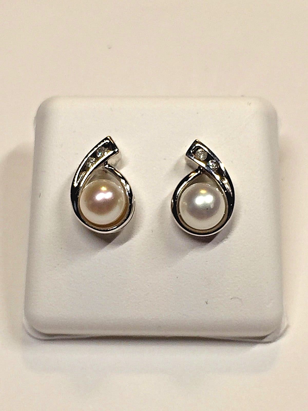 PEARL + DIAMOND PIERCED EARRINGS    RETAIL  $ 450.00