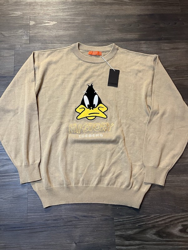 Vintage History ICEBERG Daffy Duck Sweater-Beige-Bro-Tan-Men’s SZ XXL NEW