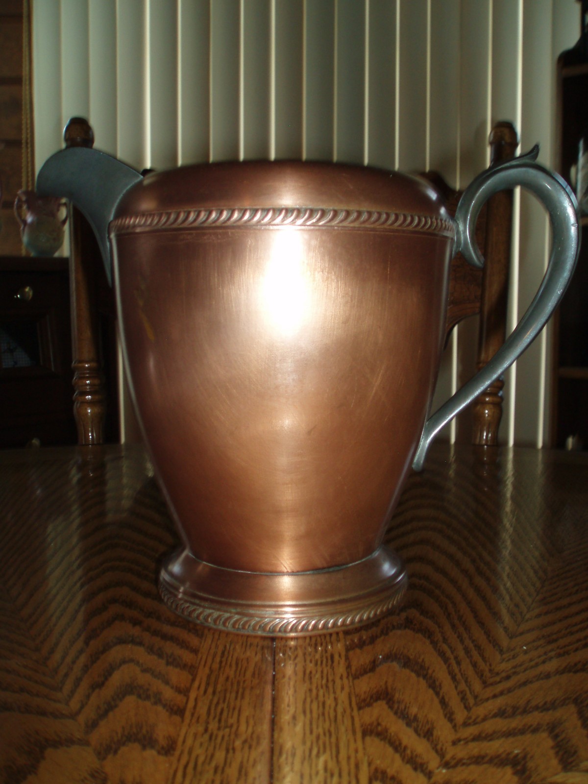 VINTAGE #7507 COPPER & SILVER HANDLE/SPOUT PITCHER - F. B. Rogers And Sons Co.