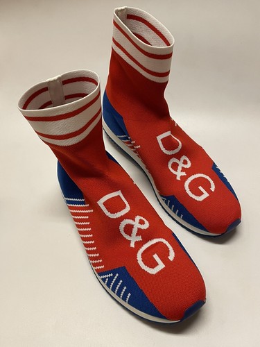 Pre-owned Dolce & Gabbana Men's Sorrento Sock Sneakers Red Blue Size 10.5 Us / 43.5 Eu