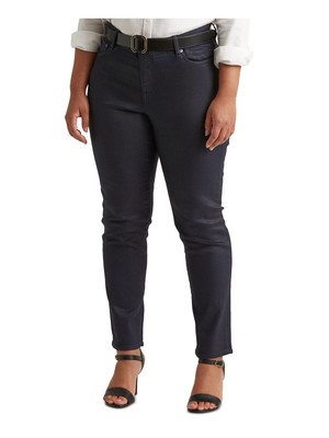 

RALPH LAUREN Женские темно-синие джинсы прямого кроя с карманами на молнии плюс, Navy, 202813406001