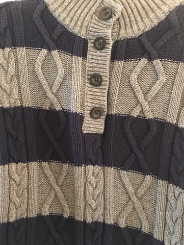 Hanna Andersson 160 12-14 Boys Gray Blue Striped Combed Cotton SWEATER