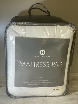 Hotel Collection 500TC Cotton Hypoallergenic Mattress Pad QUEEN New