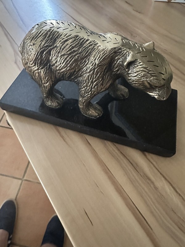 Bronze Ours Sur Marbre