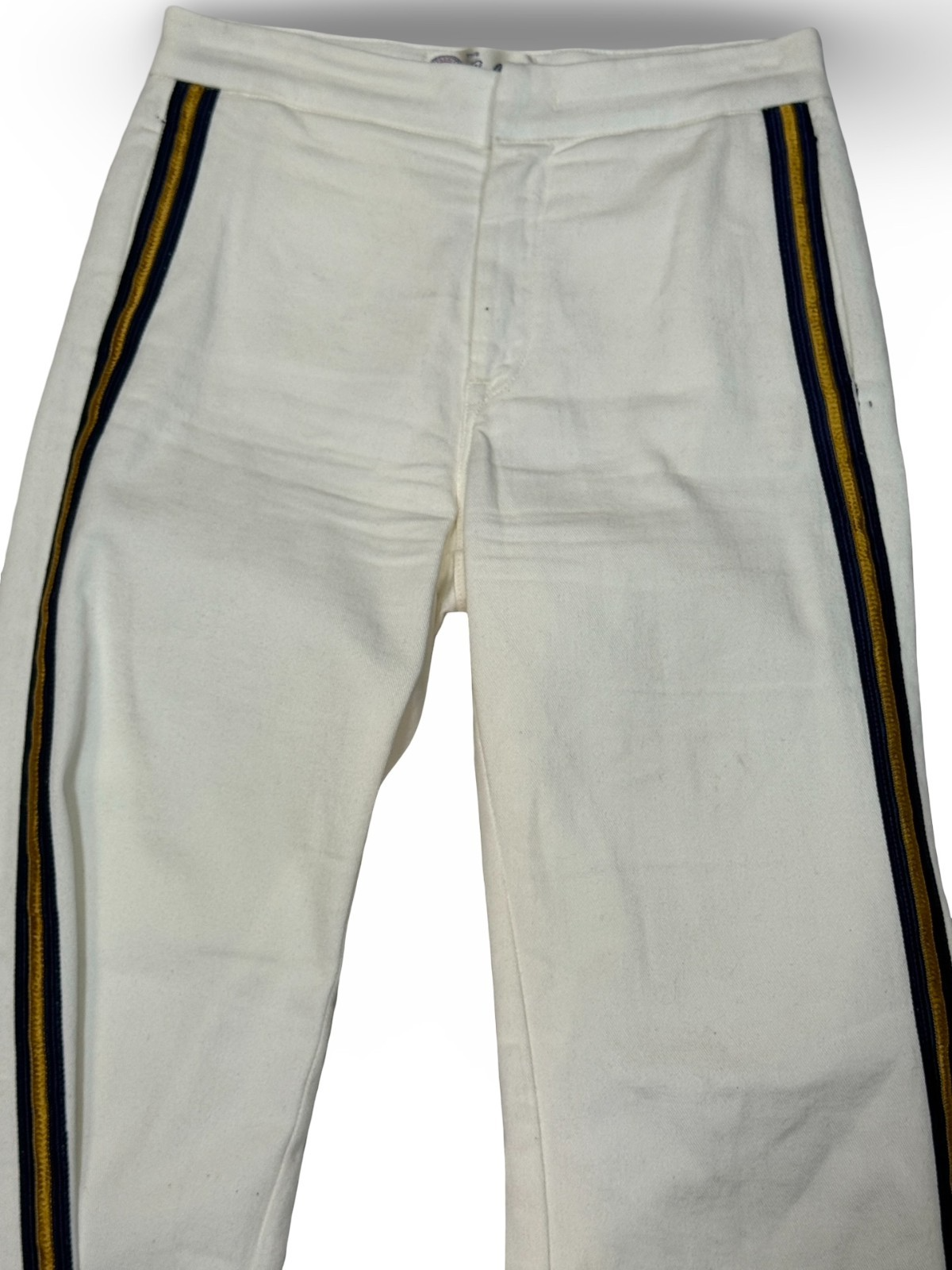 Vintage The Seafarer Italy Brooklyn Naval Yard White Denim Sailor Pants Women 25