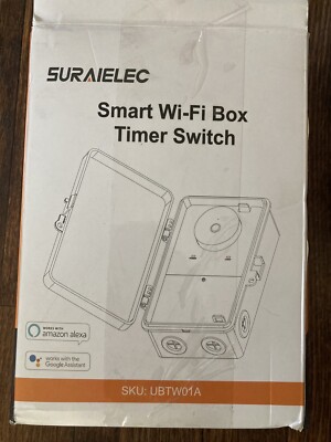 Suraielec Smart WiFi Box Timer Switch, App Control, Weatherproof Case UBTW01A