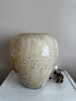 Vintage Krosno Jozefina Vase Handblown Brown Marble Ruffled Art Lamp - Working!